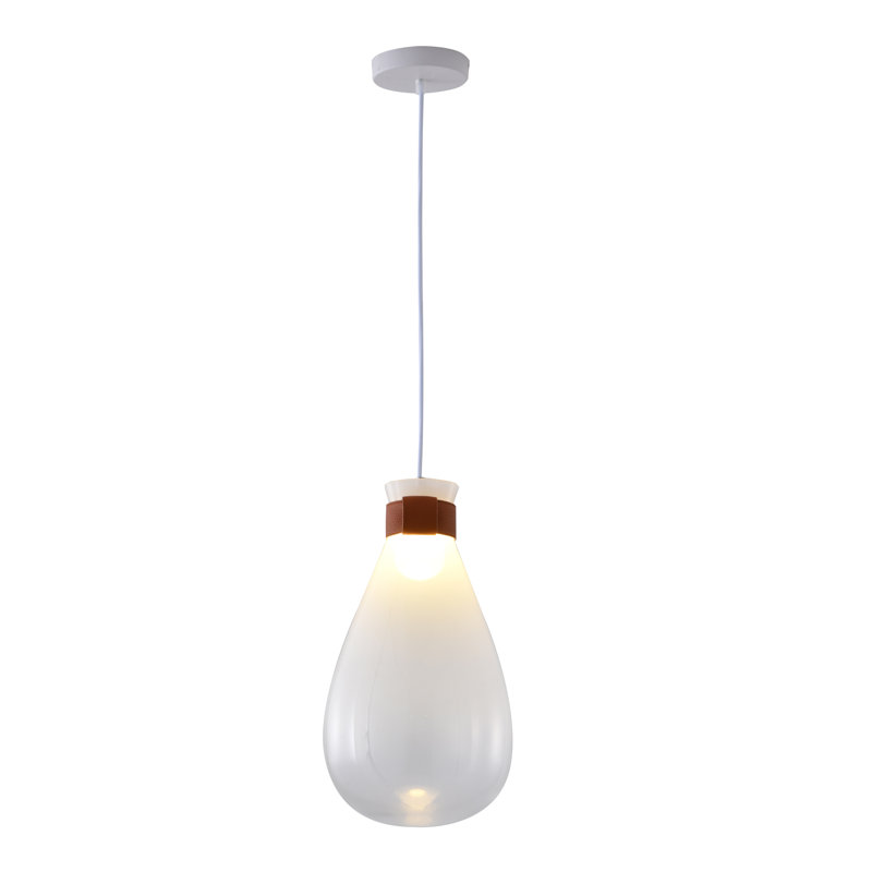 1 - Light Single Pendant With A White Glass Shade