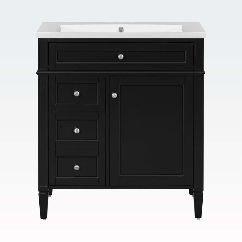 30'' Bathroom Vanity with Top Sink, Black