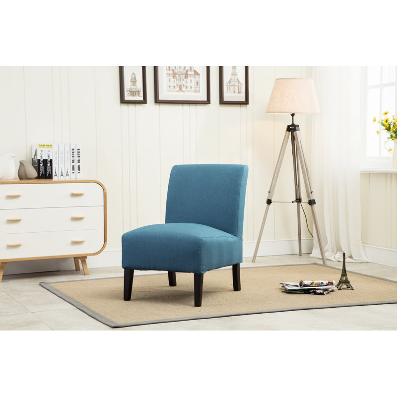 Fauteuil de chambre en lin l 29 po Wightman, 100 % lin bleu