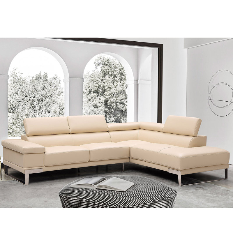 Baxter LHF Beige, Beige Genuine Leather, Right Hand Facing