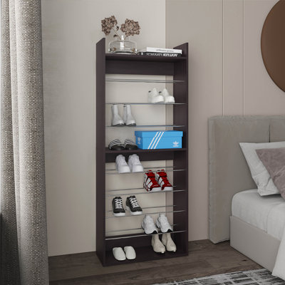 Range-chaussures à 10 niveaux avec design vertical mince et rangement pour chaussures autoportant