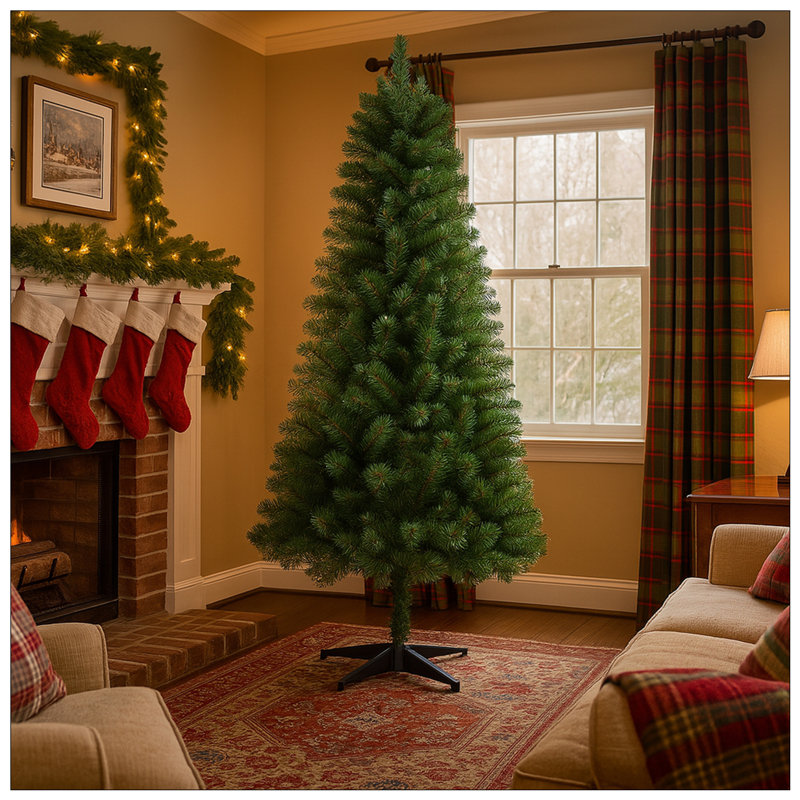 6FT Unlit Artificial Christmas Tree With 490 Tips, Durable PVC Branches For Indoor Home Holiday Decoration