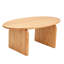 Table basse ovale moderne, table centrale en pin massif avec pieds incurvés et finition naturelle pour salon