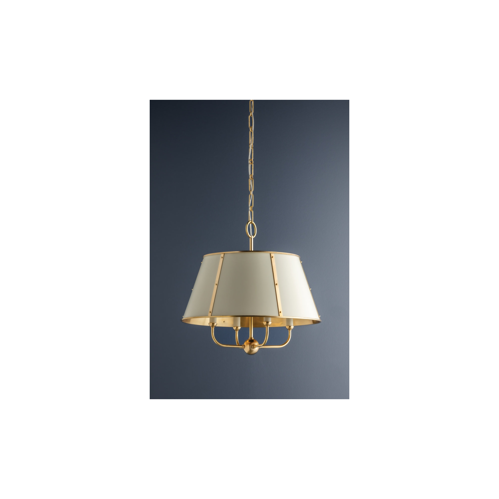 Cambridge 4 Light Chandelier by Mark D. Sikes for Hudson Valley Lighting, Aged Brass/Off White