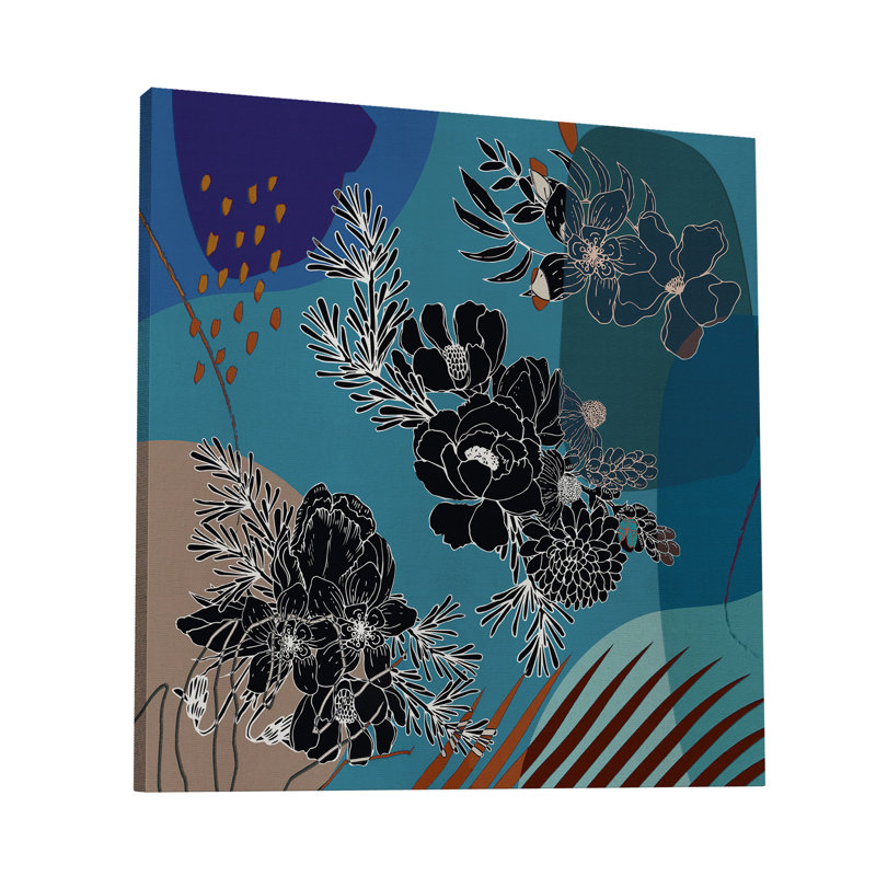 Boho Flowers 156 - Impression sur toile tendue, H 8 po x l 8 po x P 1,5 po
