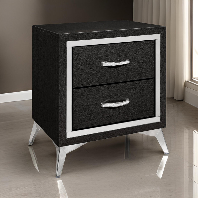 Hoag Nightstand, Black/Silver