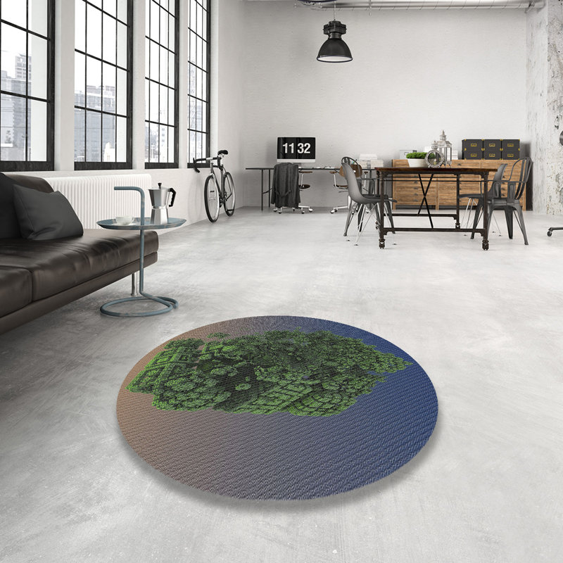 Tapis de zone verte à motif, Rond 5 pi