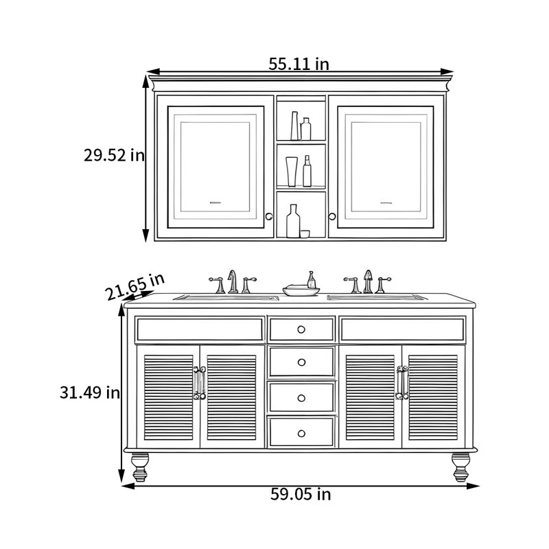 Mytia, 31.49" H x 59.05" W x 21.65" D