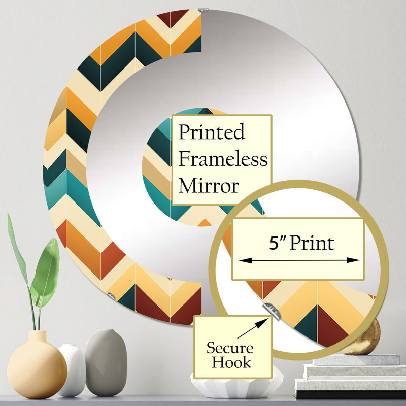 Ivoire Boho Accents Chevron - Miroir mural demi-cercle, 23,6 po x 23,6 po