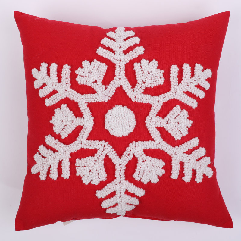  Embroidered Snowflake on Red