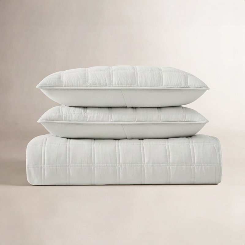 Reta Polyester Quilt, Queen Quilt + 2 Standard Shams, Gray