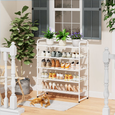 5-Tier Metal Shoe Rack 25 Pair, 33'' Wide Shoe Storage for Closet