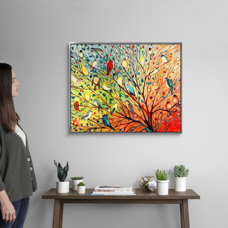 «Twenty Seven Birds», reproduction d'impression, Impression encadrée sans passe-partout, 26" H x 32" W, Argent