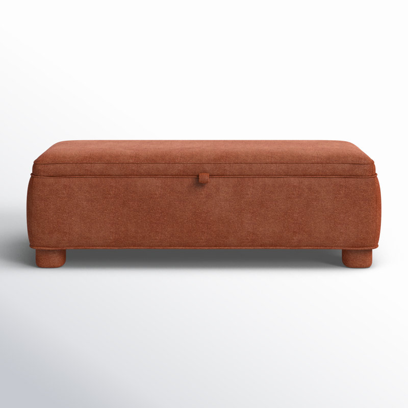 Grant Polyester Blend Upholstered Storage Bench, Deep Orange Tweed
