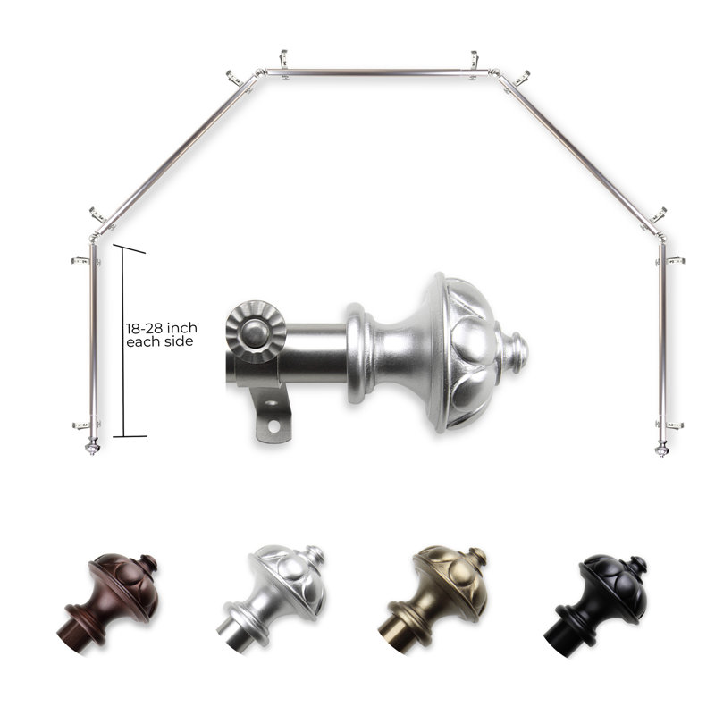 Tringle à rideaux simple ajustable Blondene, 28 po à 48 po (chaque côté), Nickel satiné