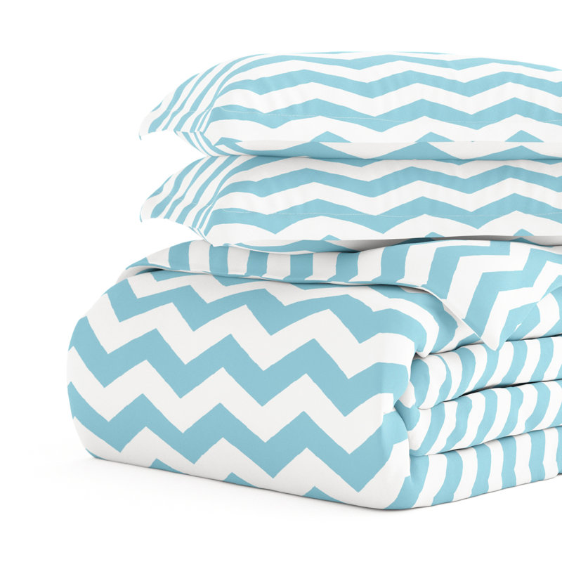 Turquoise Geometric Microfiber Twin/Twin XL Duvet Cover Set