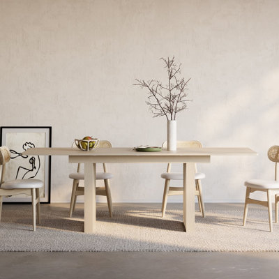 55"-87" Japandi Extendable Dining Table Walnut Seats 4-8 People