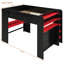 Lit double superposé en bois double avec bureau à hauteur réglable, garde-robe, grand espace de rangement et lumière RVB, rouge
