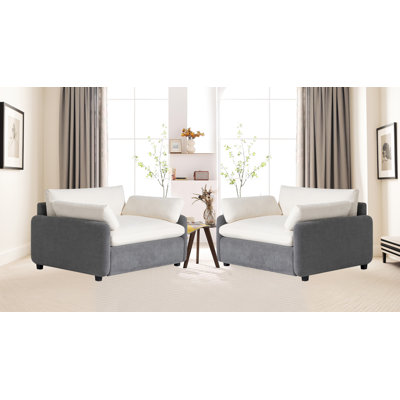 Canapé simple surdimensionné en chenille 2 pièces, fauteuil d'appoint large et profond avec coussins