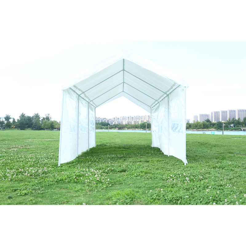 Auvent robuste 10 pi x 20 pi avec parois latérales - poutres de support triangulaires, tiges de mise à la terre, imperméables et -