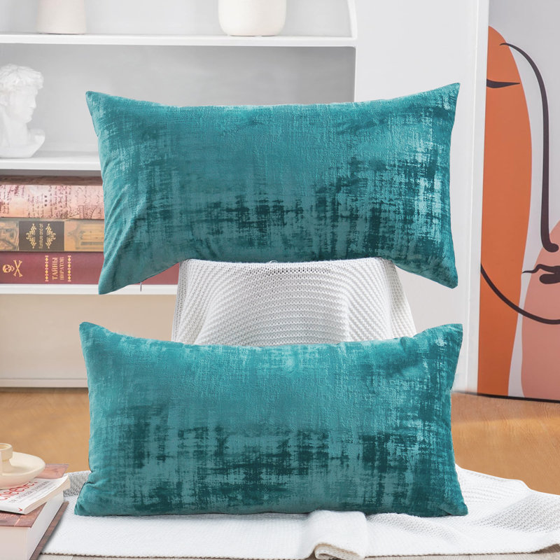 Housse de coussin rectangulaire en velours texturé, Vert Agate