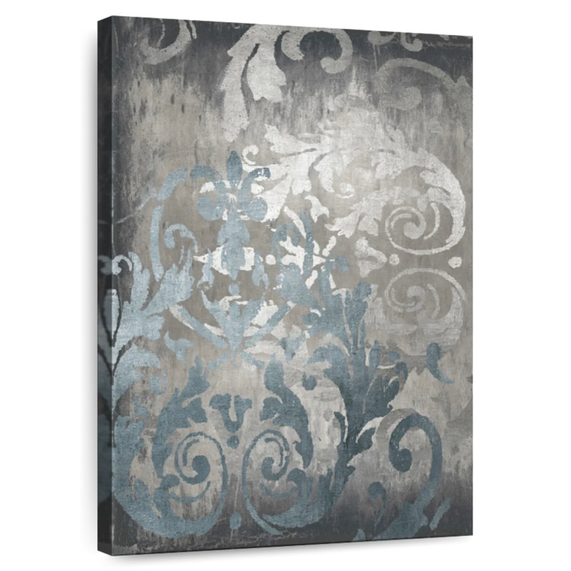 Avery Damask In Silver II, 12" H x 8" W