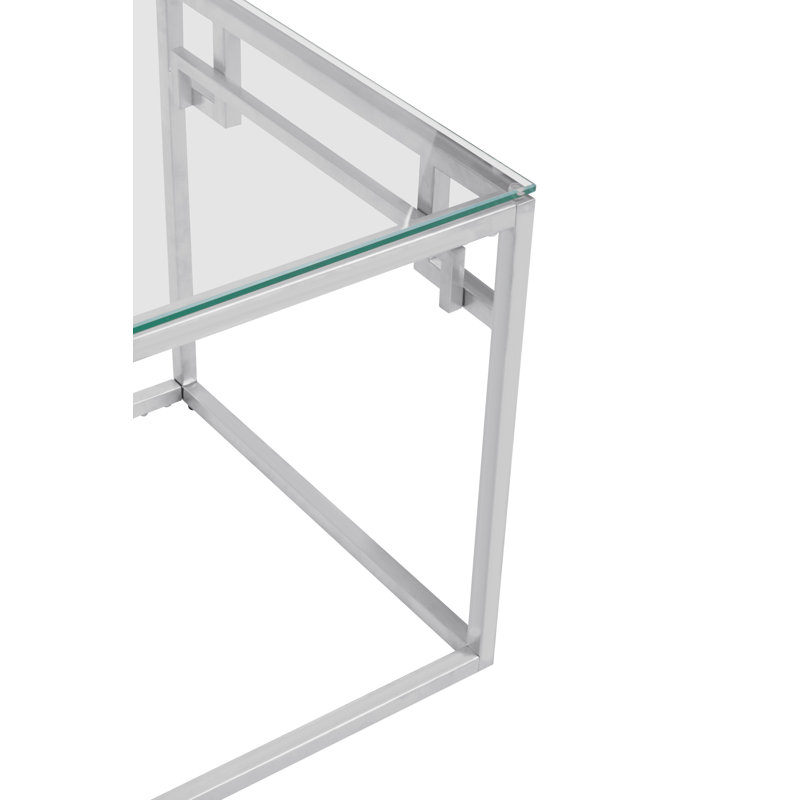Allure Glass Top End Table, Silver