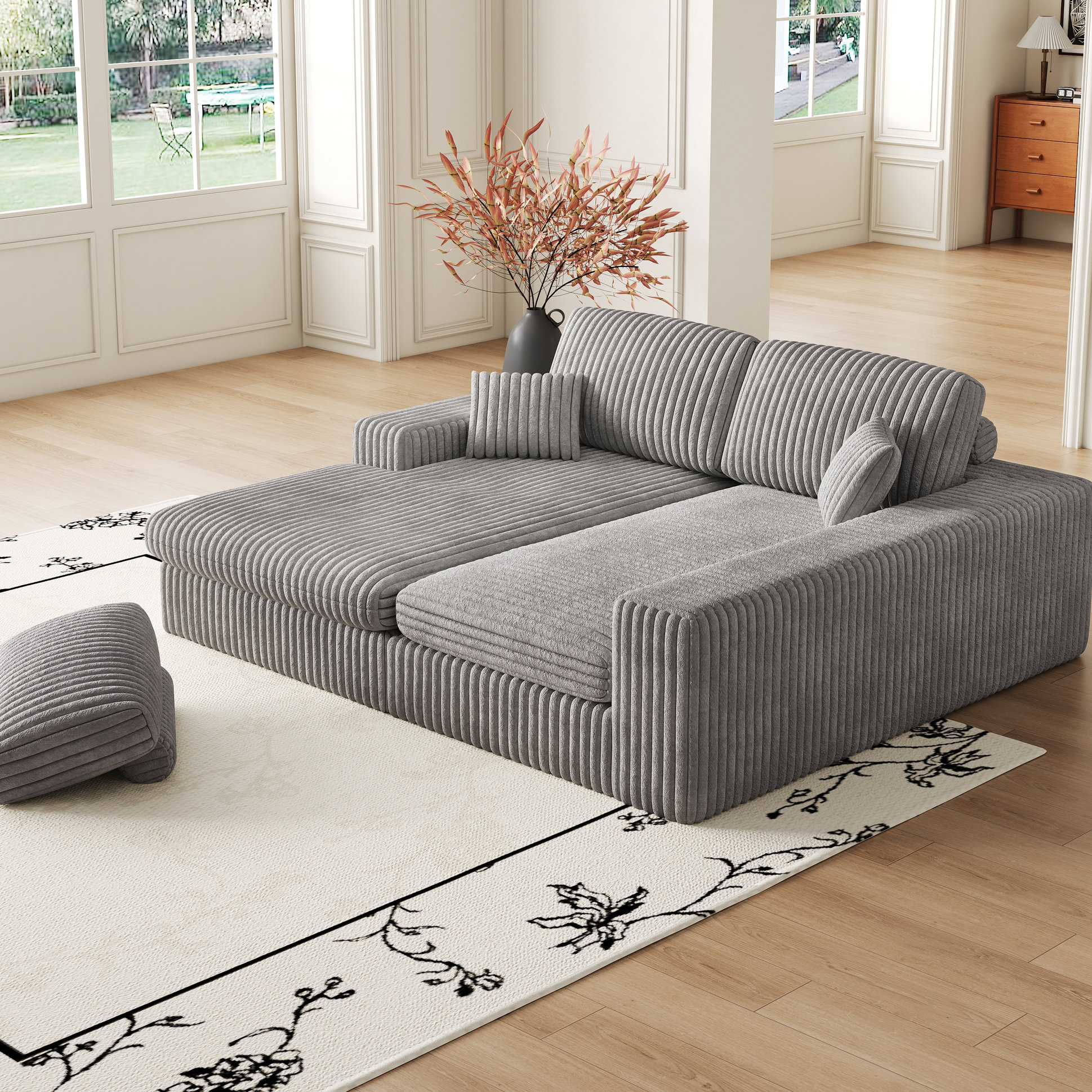 Latitude Run® 114.5' Corduroy 3 - Seat With Interchangeable Recliner, 2 ...