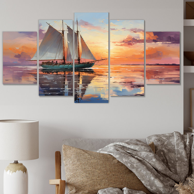 Voilier maritime Melody I - décoration murale voilier - 5 panneaux