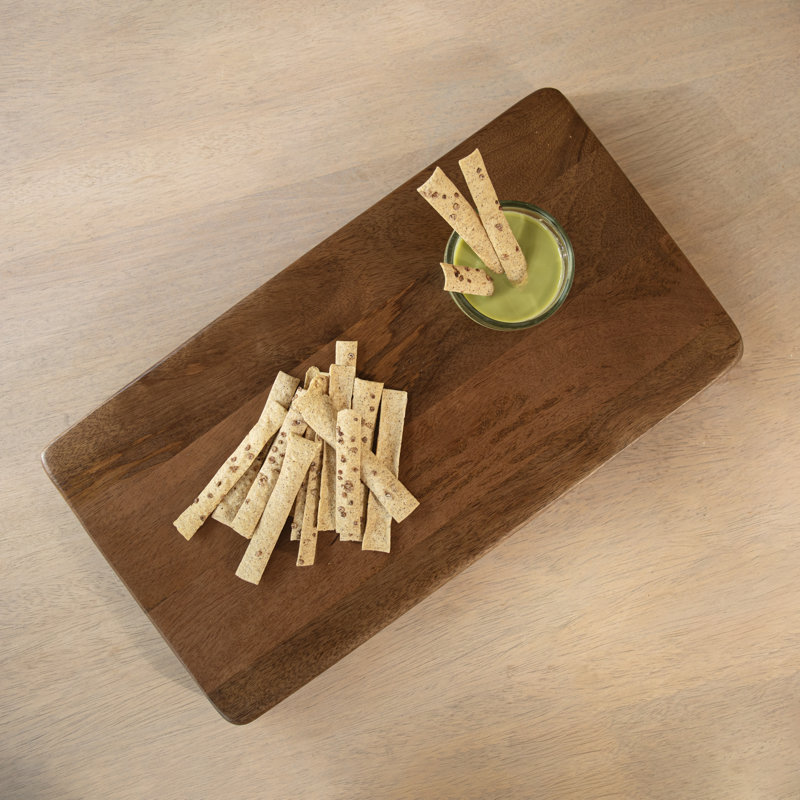 Quadra Wooden Serving Tray , Contemporary Ottoman Tray for Tea, Appetizers, Desserts, and Breakfast in Bed