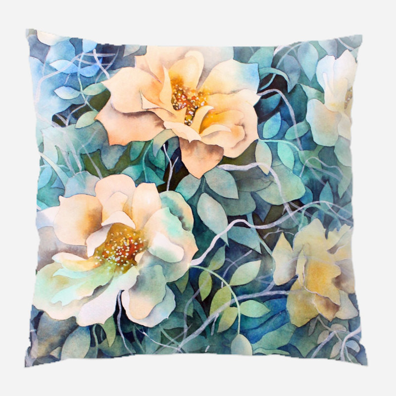  Coussin décoratif aquarelle, Microsuède, Intérieur