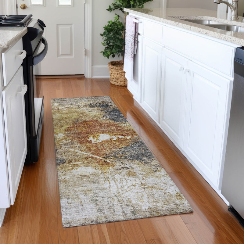Machine Washable Indoor/Outdoor Cicel ACN1199 Taupe Rug, Runner 2'3" x 7'6"