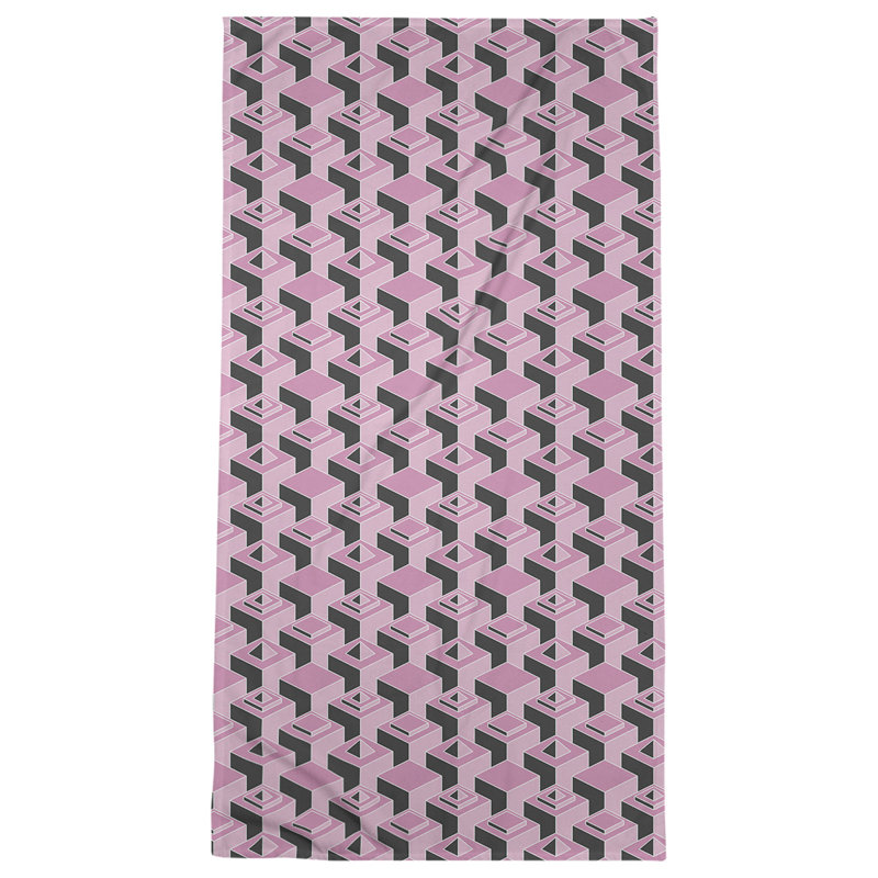 Serviette de plage classique gratte-ciels, Rose/noir