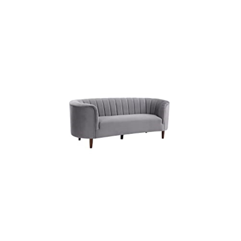 Yasha Upholstered Sofa with Tuxedo Arm, Gray Velvet, 32" H x 71" W x 33" D