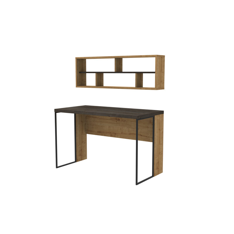Traudel Writing Desk, Oak/Dark Coffee
