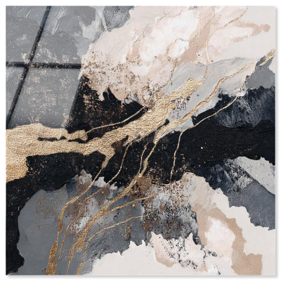 «Golden Fracture I», reproduction d'art acrylique sur toile par Art Remedy, prête à être accrochée, 30 x 30