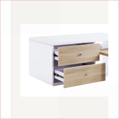 Modern White High Gloss Coffee Table for Living Room with 4 Drawers & Space-Saving Storage
