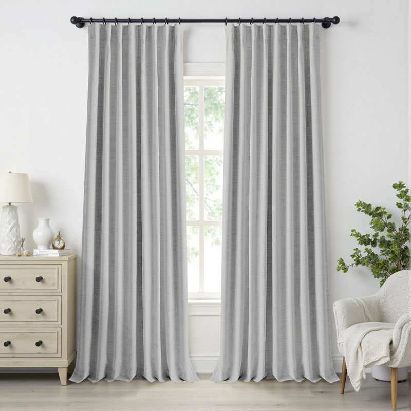 Birglinde Faux Linen Textured Thermal 100% Blackout Curtains for Bedroom Living Room Rod Pocket/Ring Clips, Light Gray