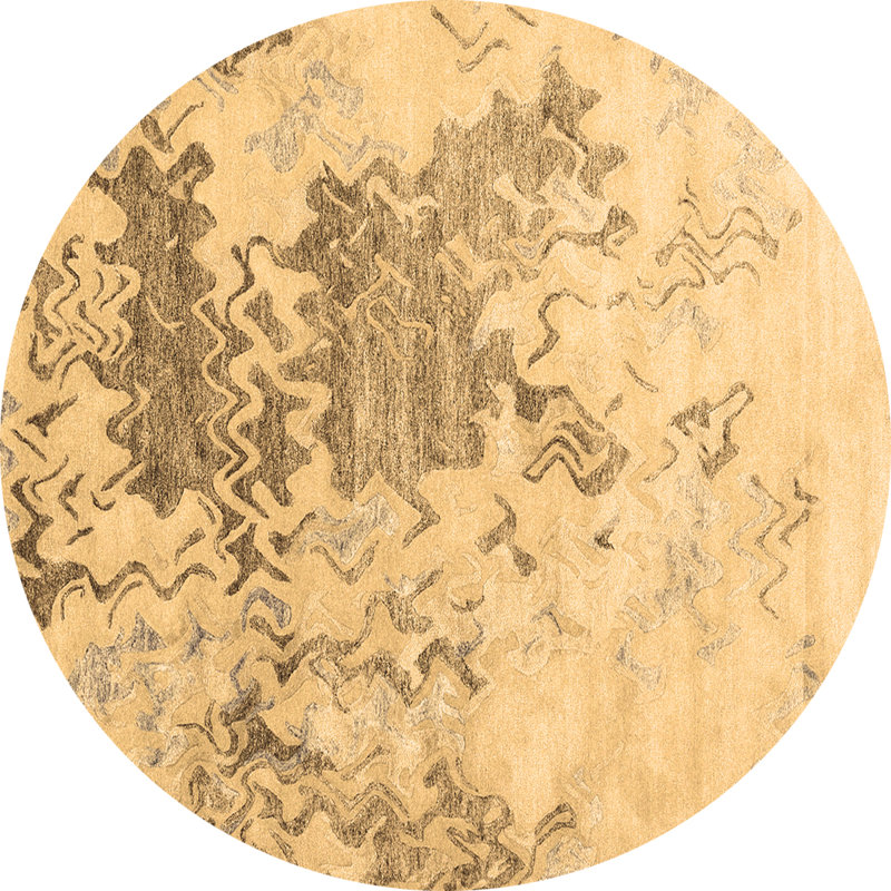 Tapis brun contemporain lavable à la machine 2592, Rond 3 pi