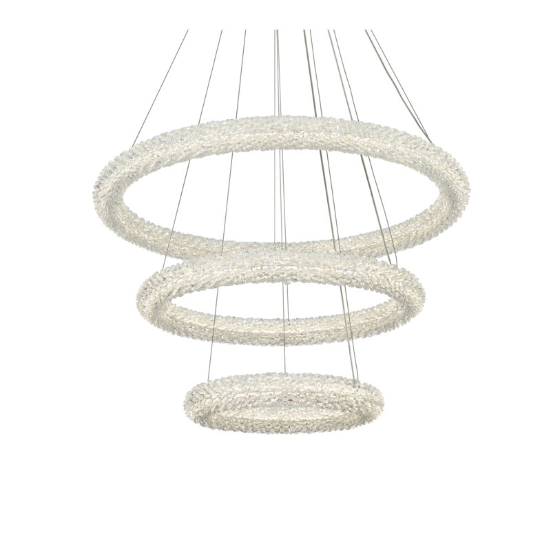 Lustre gradué à 3 lumières DEL Brindalla, Or satiné