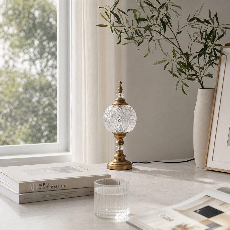 Lampe de table rétro en verre embossé