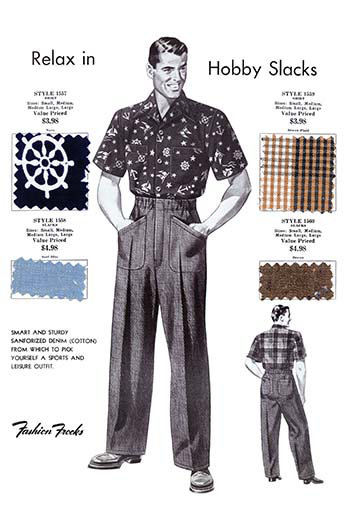 Relax in Hobby Slacks par Fashion Frocks - Impression de publicité, H 30 po x l 20 po