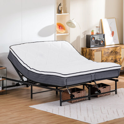 Adjustable Bed Frame Bed Base with Remote Control, Independent Head and Foot Incline, Adjustable Bed Frames with Mattress Holder, Bed Base -  Alwyn Home, E6D5315725EA4119852285BB4FD9B955