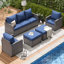 Ensemble de conversation pour patio avec coussins 7 personnes Mecayla 