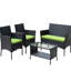 Ensemble de 4 chaises de patio: table à thé rembourrée, fauteuils et (table d'extérieur: fauteuils, coussins-121070647