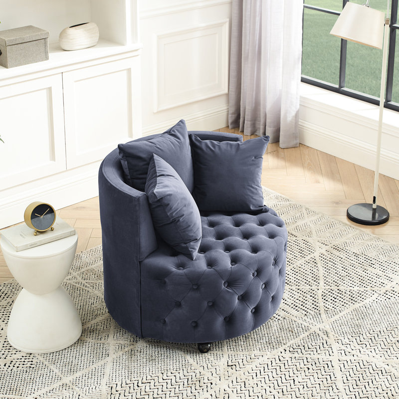 Chaise en velours gris avec fonction pivotante et rembourrage de siège