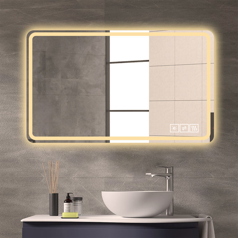 Miroir de salle de bain 24 po x 40 po à DEL avec miroirs de salle de bain avec lumières frontales anti-buée et sans miroir