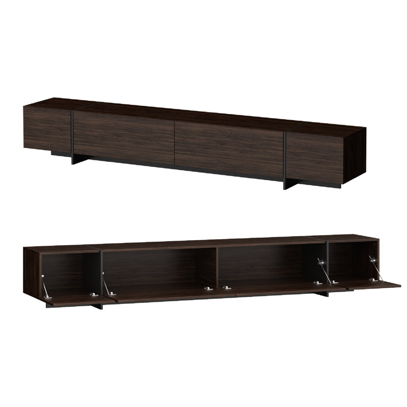 96" Large 4-Door Storage Console Media Stand With Flip Door
