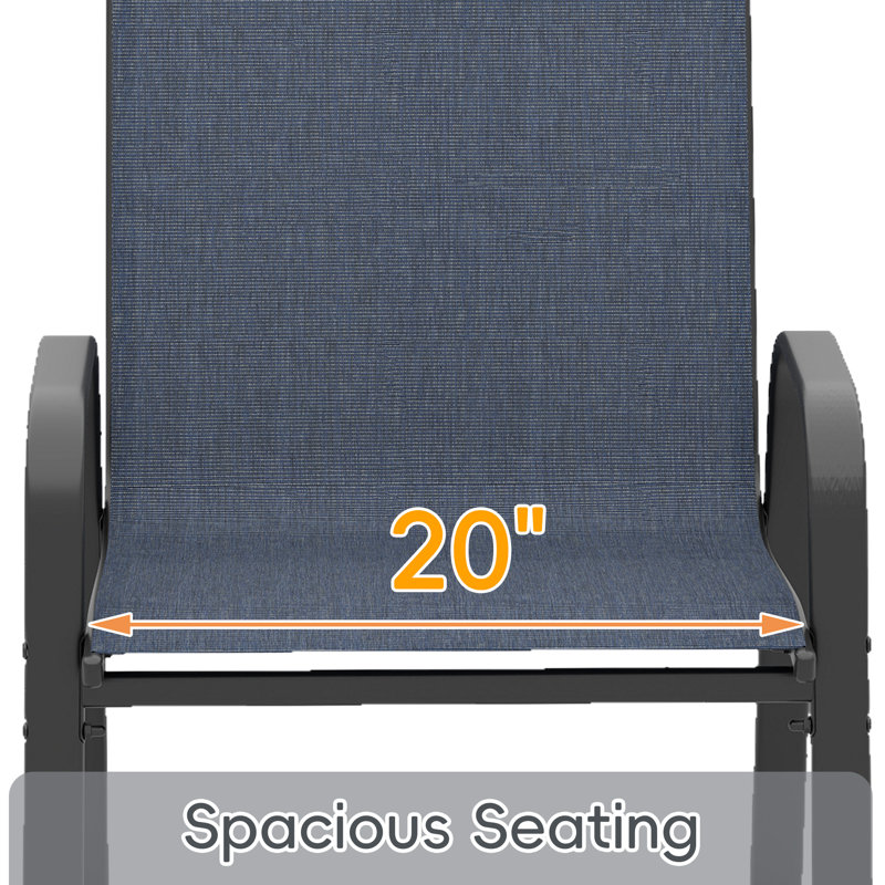 Ensemble de 4 chaises de patio, tissu extérieur en polyester et structure en métal, Blue