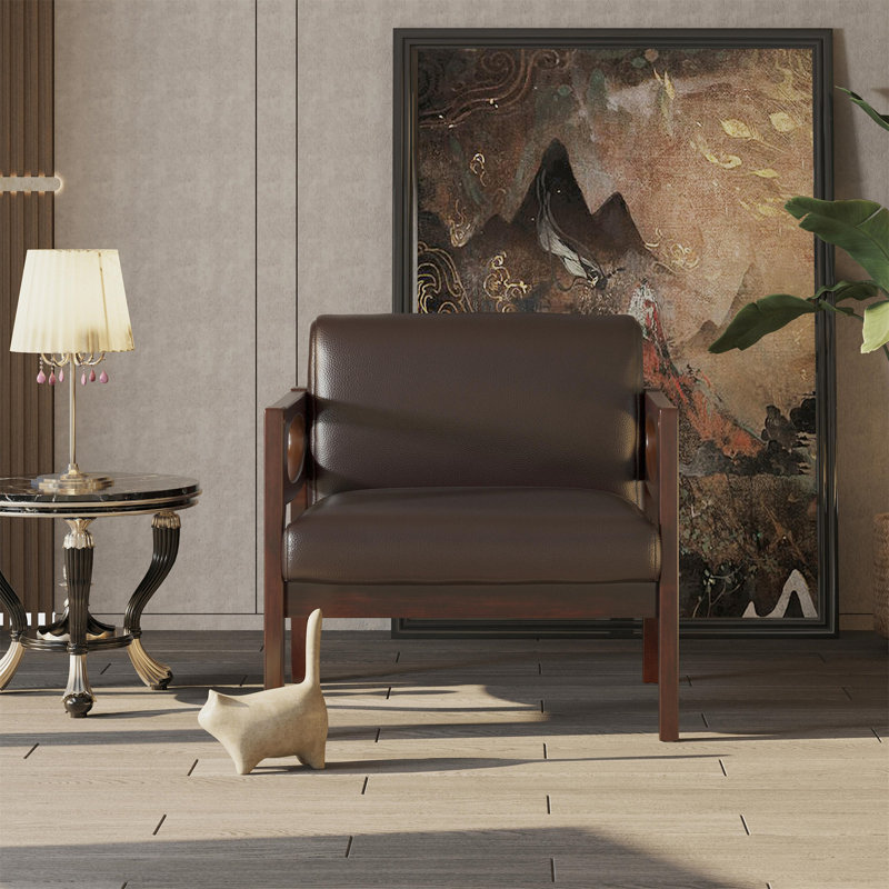 Chaise longue de 29,4 po de largeur, Similicuir espresso